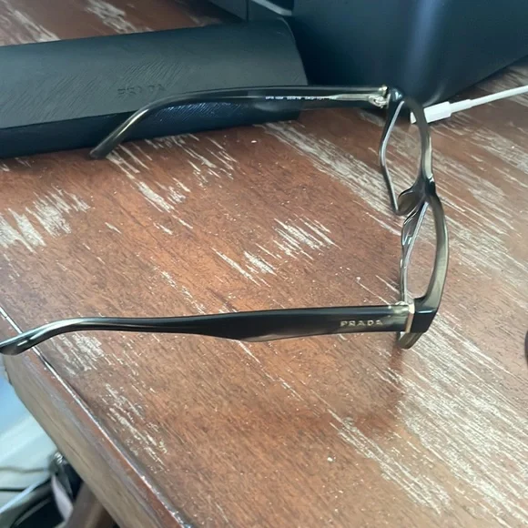 Prada VPR 16M OAQ-101 Wood eyeglasses with black logo case. - Picture 7 of 16